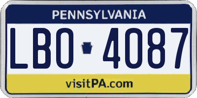 PA license plate LBO4087