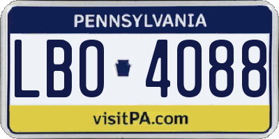 PA license plate LBO4088