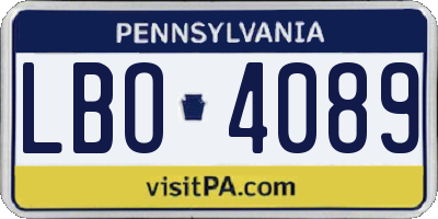 PA license plate LBO4089