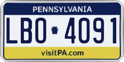 PA license plate LBO4091