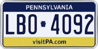 PA license plate LBO4092