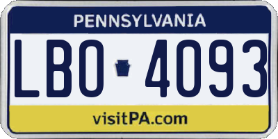 PA license plate LBO4093