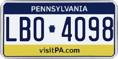 PA license plate LBO4098