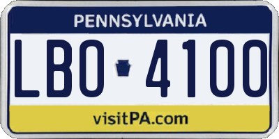 PA license plate LBO4100