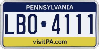 PA license plate LBO4111