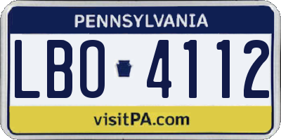 PA license plate LBO4112