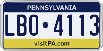 PA license plate LBO4113