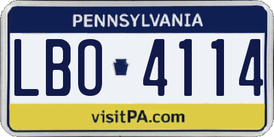 PA license plate LBO4114