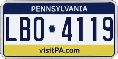 PA license plate LBO4119