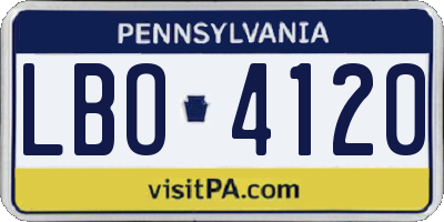 PA license plate LBO4120