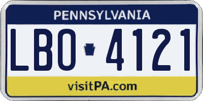 PA license plate LBO4121