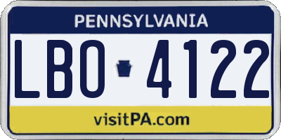 PA license plate LBO4122