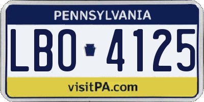 PA license plate LBO4125