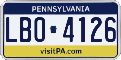 PA license plate LBO4126