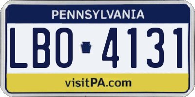 PA license plate LBO4131