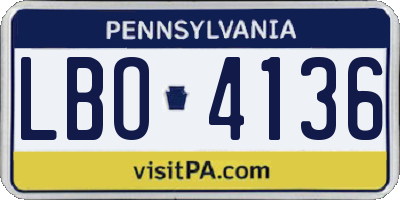 PA license plate LBO4136