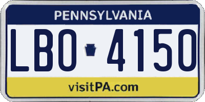 PA license plate LBO4150