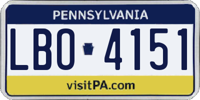 PA license plate LBO4151