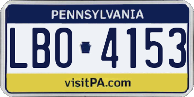PA license plate LBO4153