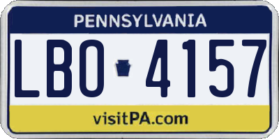 PA license plate LBO4157
