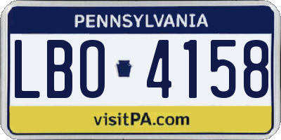 PA license plate LBO4158