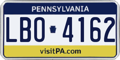 PA license plate LBO4162