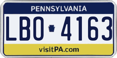 PA license plate LBO4163
