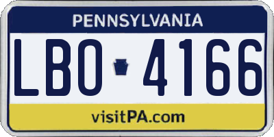 PA license plate LBO4166