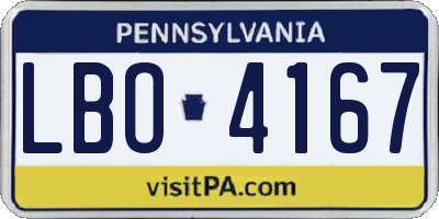PA license plate LBO4167