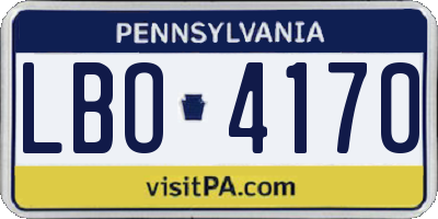 PA license plate LBO4170