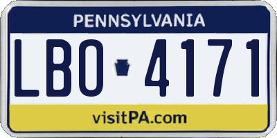PA license plate LBO4171