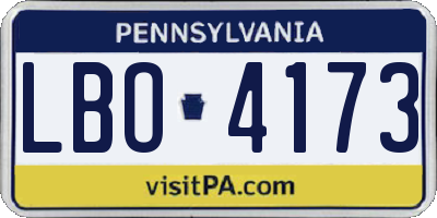 PA license plate LBO4173