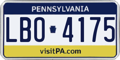 PA license plate LBO4175
