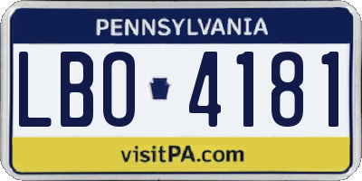 PA license plate LBO4181