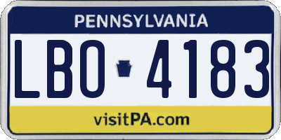PA license plate LBO4183
