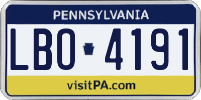 PA license plate LBO4191