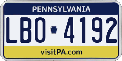 PA license plate LBO4192