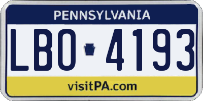 PA license plate LBO4193