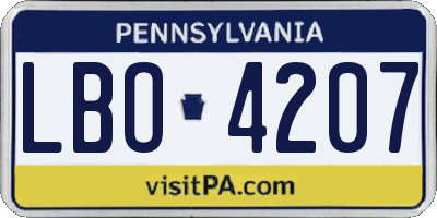 PA license plate LBO4207