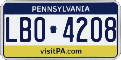 PA license plate LBO4208