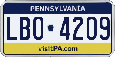PA license plate LBO4209