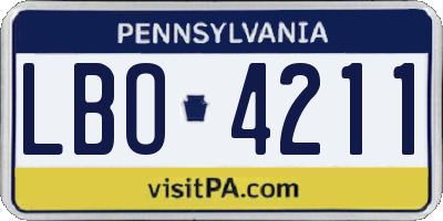 PA license plate LBO4211