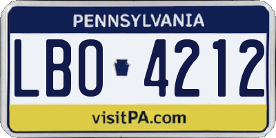 PA license plate LBO4212