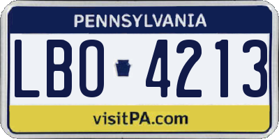 PA license plate LBO4213