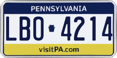 PA license plate LBO4214