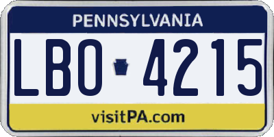 PA license plate LBO4215