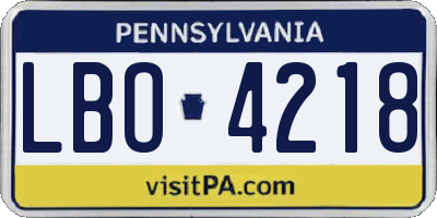 PA license plate LBO4218