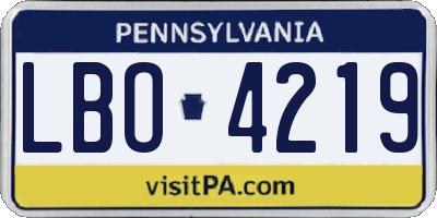 PA license plate LBO4219