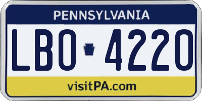 PA license plate LBO4220