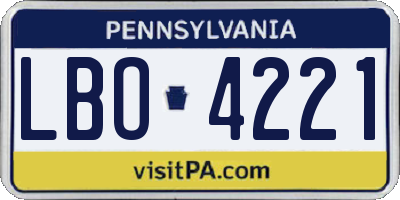 PA license plate LBO4221
